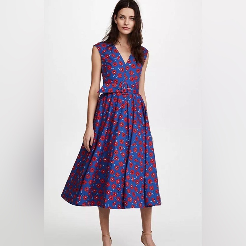 Alice + Olivia Dot Drop Shoulder Flare Dress